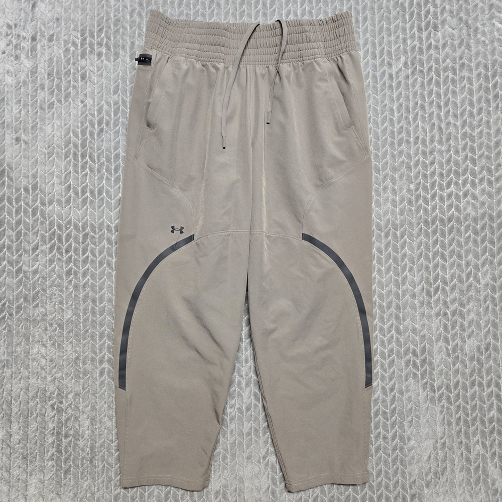 Under Armour Unstoppable Ankle Pant Women Large Athletic Loose Performance Taupe